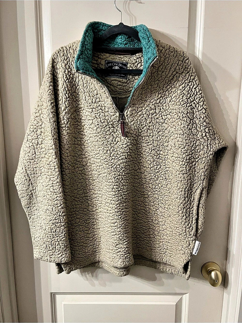 Live Oak Brand Sherpa 1/4 Zip Pullover Jacket Beige